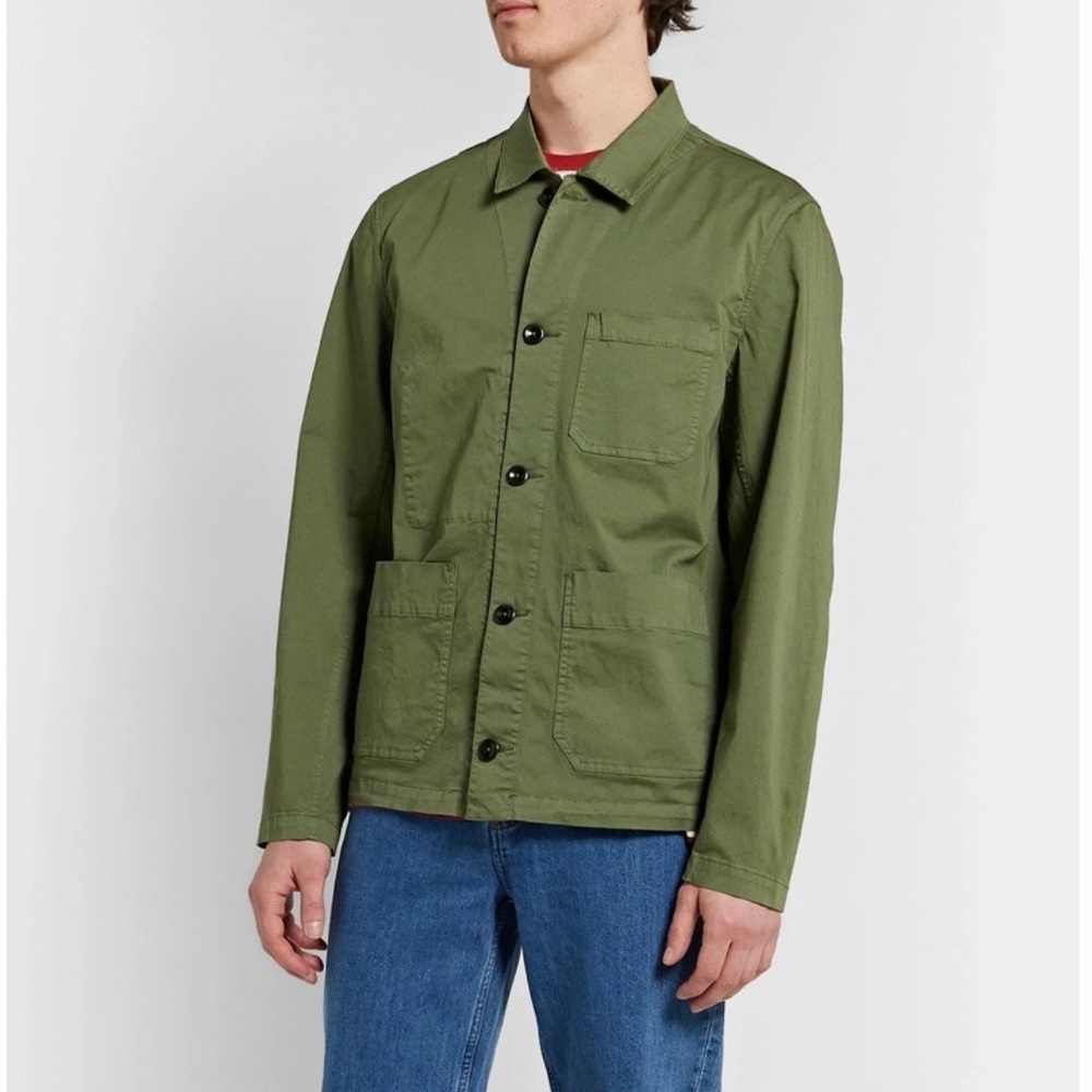 Alex Mill Army Green Chore Shirt Jacket French Navy Garment Dyed